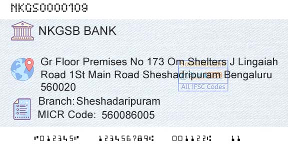 Nkgsb Cooperative Bank Limited SheshadaripuramBranch 