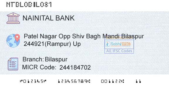 The Nainital Bank Limited BilaspurBranch 