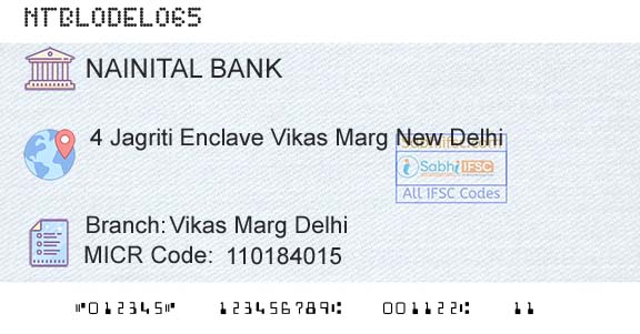 The Nainital Bank Limited Vikas Marg DelhiBranch 