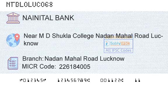 The Nainital Bank Limited Nadan Mahal Road LucknowBranch 