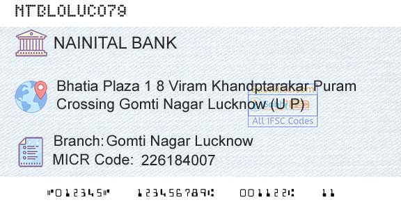 The Nainital Bank Limited Gomti Nagar LucknowBranch 