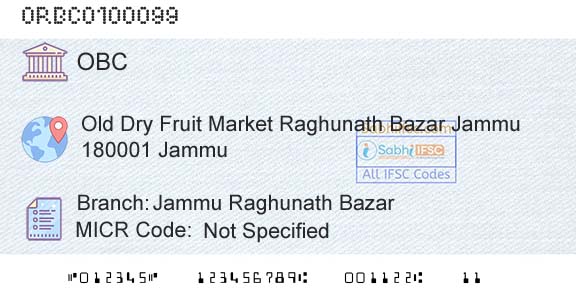 Oriental Bank Of Commerce Jammu Raghunath BazarBranch 