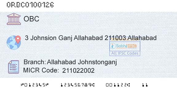 Oriental Bank Of Commerce Allahabad JohnstonganjBranch 