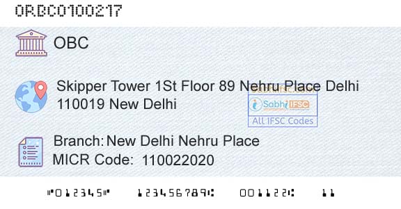 Oriental Bank Of Commerce New Delhi Nehru PlaceBranch 