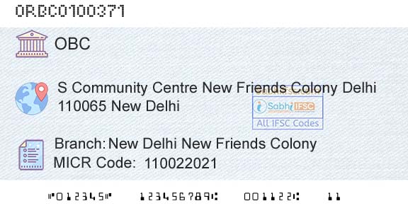 Oriental Bank Of Commerce New Delhi New Friends ColonyBranch 