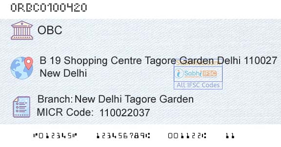 Oriental Bank Of Commerce New Delhi Tagore GardenBranch 
