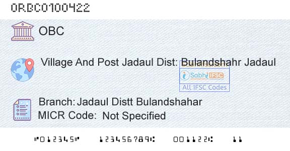 Oriental Bank Of Commerce Jadaul Distt BulandshaharBranch 