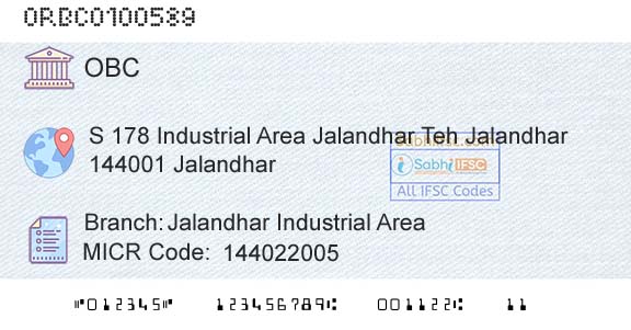 Oriental Bank Of Commerce Jalandhar Industrial AreaBranch 