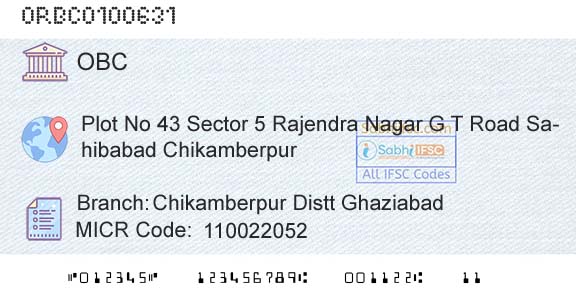 Oriental Bank Of Commerce Chikamberpur Distt GhaziabadBranch 