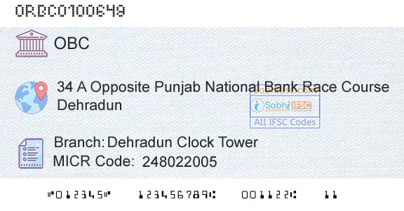 Oriental Bank Of Commerce Dehradun Clock TowerBranch 