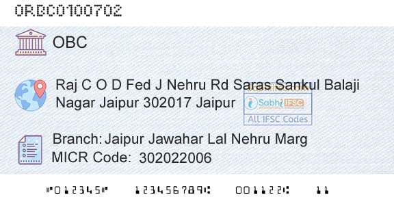 Oriental Bank Of Commerce Jaipur Jawahar Lal Nehru MargBranch 