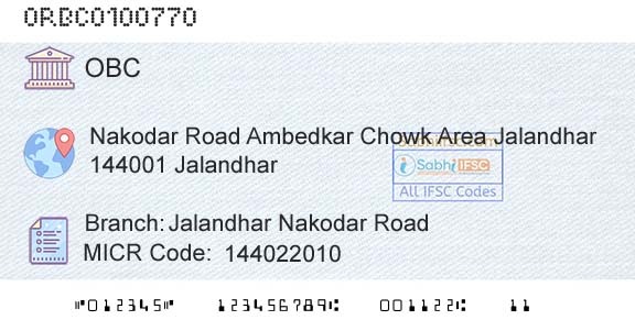 Oriental Bank Of Commerce Jalandhar Nakodar RoadBranch 