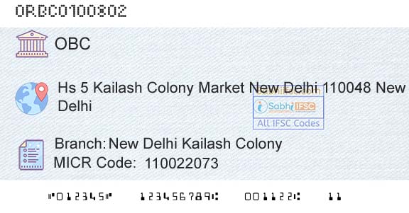 Oriental Bank Of Commerce New Delhi Kailash ColonyBranch 