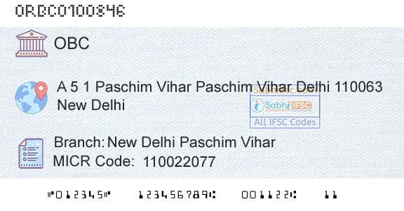 Oriental Bank Of Commerce New Delhi Paschim ViharBranch 