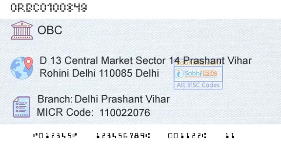 Oriental Bank Of Commerce Delhi Prashant ViharBranch 