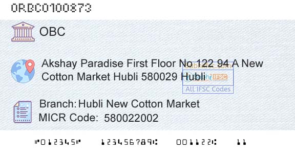 Oriental Bank Of Commerce Hubli New Cotton MarketBranch 