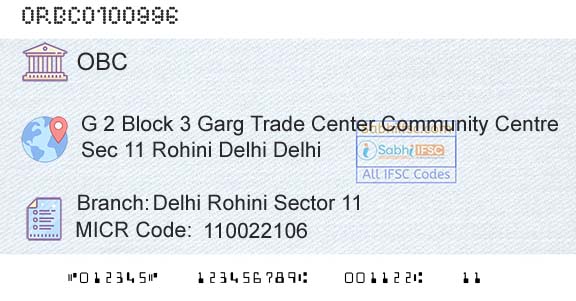 Oriental Bank Of Commerce Delhi Rohini Sector 11Branch 