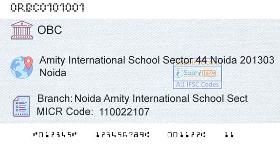 Oriental Bank Of Commerce Noida Amity International School SectBranch 