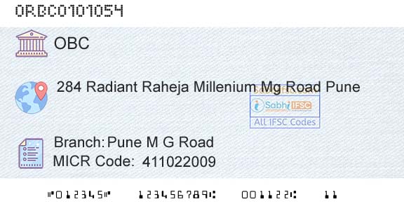 Oriental Bank Of Commerce Pune M G RoadBranch 