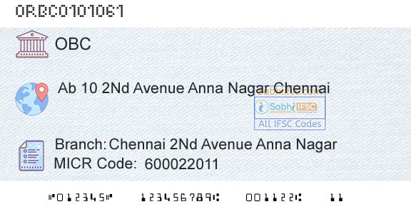 Oriental Bank Of Commerce Chennai 2nd Avenue Anna NagarBranch 