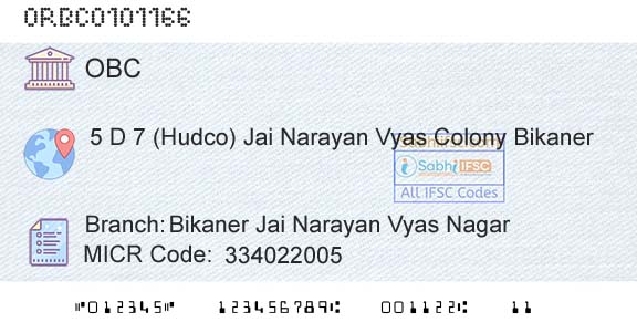 Oriental Bank Of Commerce Bikaner Jai Narayan Vyas NagarBranch 