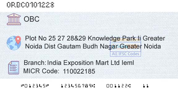 Oriental Bank Of Commerce India Exposition Mart Ltd Ieml Branch 