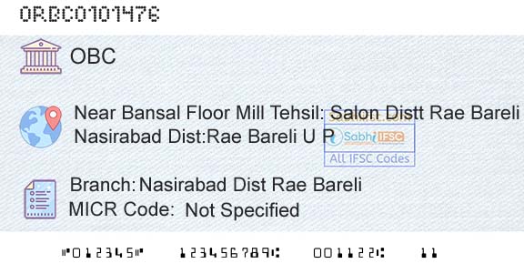 Oriental Bank Of Commerce Nasirabad Dist Rae BareliBranch 