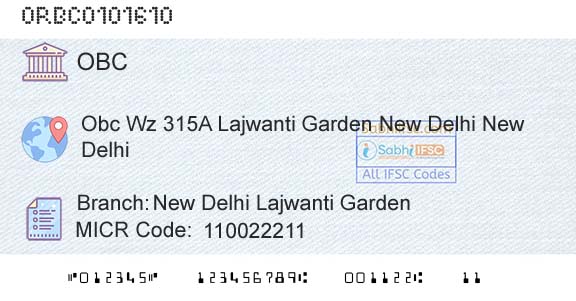 Oriental Bank Of Commerce New Delhi Lajwanti GardenBranch 