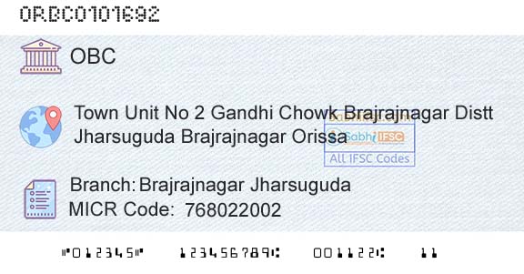 Oriental Bank Of Commerce Brajrajnagar JharsugudaBranch 
