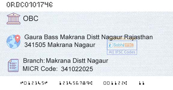 Oriental Bank Of Commerce Makrana Distt NagaurBranch 