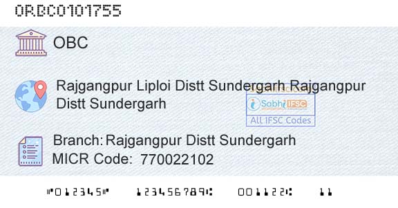 Oriental Bank Of Commerce Rajgangpur Distt SundergarhBranch 