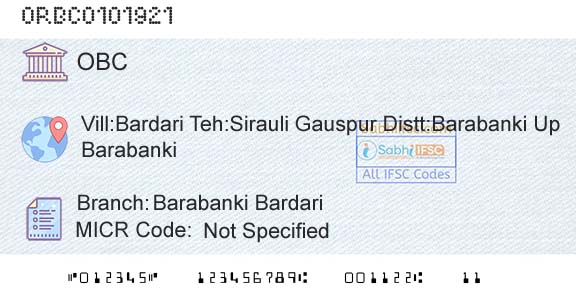 Oriental Bank Of Commerce Barabanki BardariBranch 