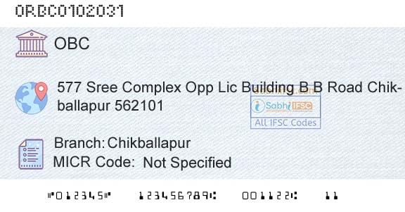 Oriental Bank Of Commerce ChikballapurBranch 