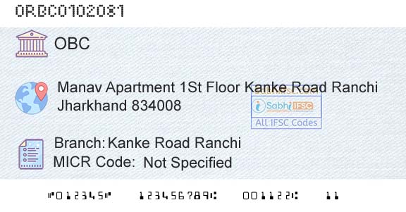 Oriental Bank Of Commerce Kanke Road RanchiBranch 
