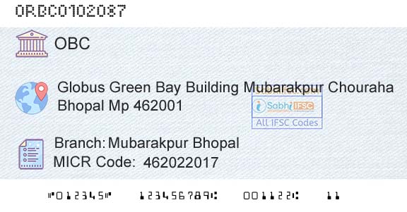 Oriental Bank Of Commerce Mubarakpur BhopalBranch 