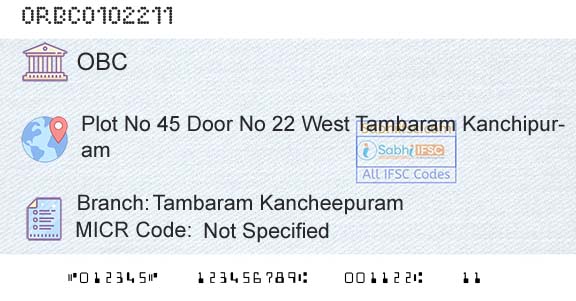 Oriental Bank Of Commerce Tambaram KancheepuramBranch 
