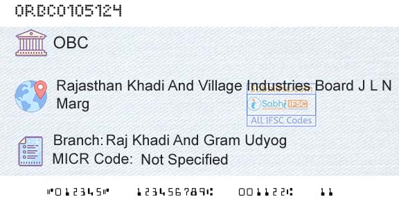 Oriental Bank Of Commerce Raj Khadi And Gram UdyogBranch 