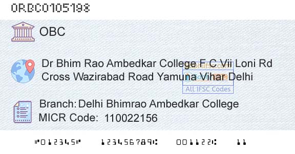 Oriental Bank Of Commerce Delhi Bhimrao Ambedkar CollegeBranch 