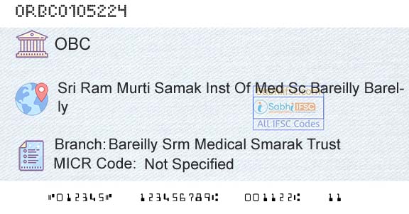 Oriental Bank Of Commerce Bareilly Srm Medical Smarak TrustBranch 