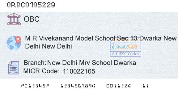 Oriental Bank Of Commerce New Delhi Mrv School DwarkaBranch 