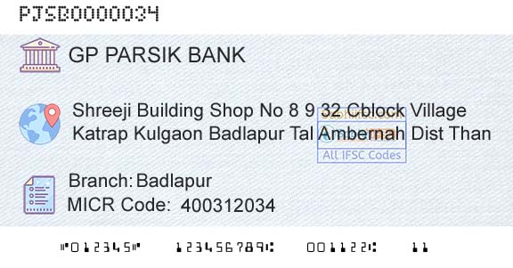 G P Parsik Bank BadlapurBranch 
