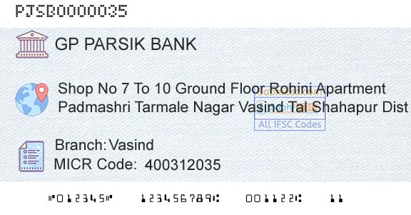 G P Parsik Bank VasindBranch 