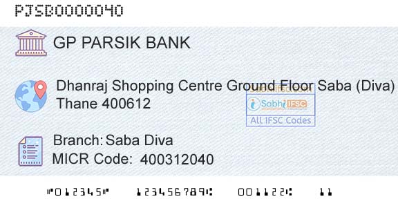 G P Parsik Bank Saba DivaBranch 