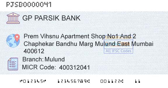 G P Parsik Bank MulundBranch 