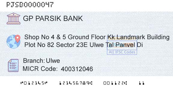 G P Parsik Bank UlweBranch 