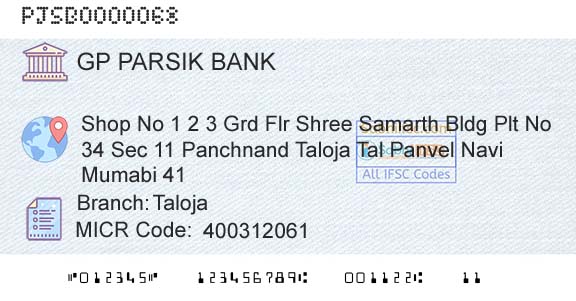 G P Parsik Bank TalojaBranch 