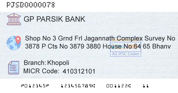 G P Parsik Bank KhopoliBranch 