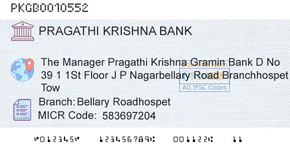 Karnataka Gramin Bank Bellary RoadhospetBranch 
