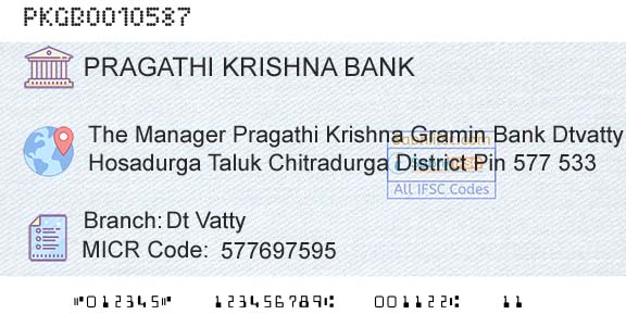 Karnataka Gramin Bank Dt VattyBranch 