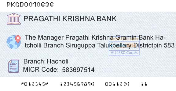 Karnataka Gramin Bank HacholiBranch 